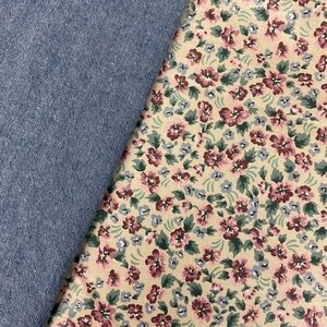 Vintage cotton fabric lot 80s dainty floral & denim
